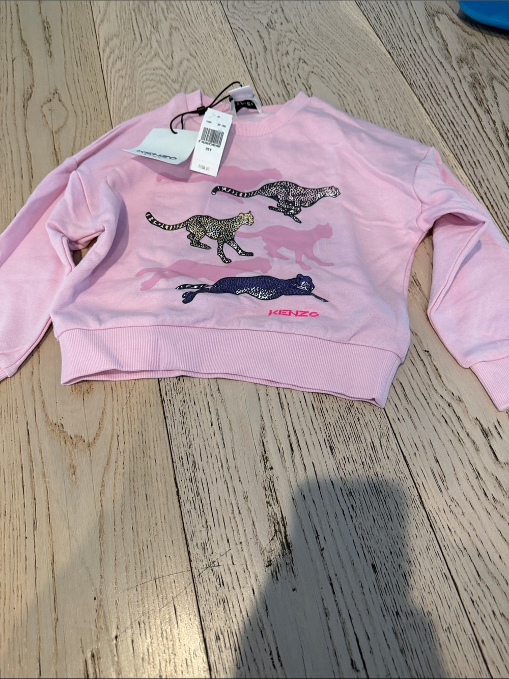 Kenzo Kids Pink Sweatshirt with Multi-Cheetah Graphic
